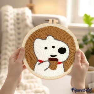 Punch Needle Kit Cane bianco e caffè