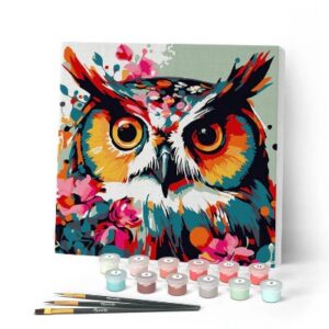 Mini Kit da Dipingere con i Numeri Gufo Fantasy con Fiori