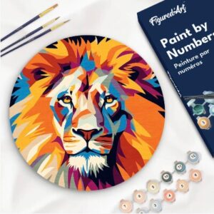 Dipingere con i Numeri su Disco di Legno - Leone