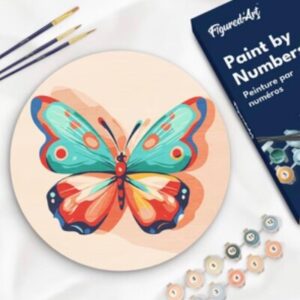 Dipingere con i Numeri su Disco di Legno - Farfalla