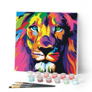 Mini Kit da Dipingere con i Numeri con cornice Leone Pop Art
