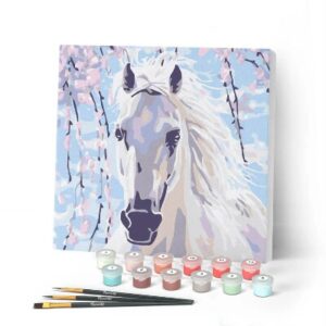 Mini Kit da Dipingere con i Numeri Cavallo bianco