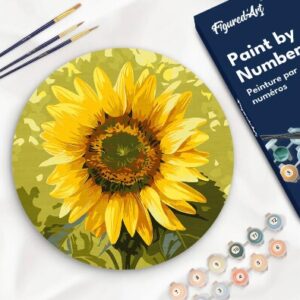 Dipingere con i Numeri su Disco di Legno - Girasole